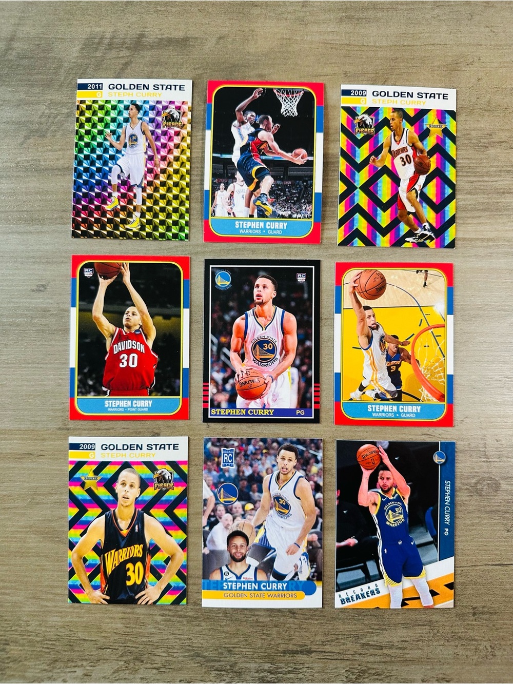 Stephen Curry Rookie Lot of (9) Novelty Basketball Cards. Golden State Warriors.